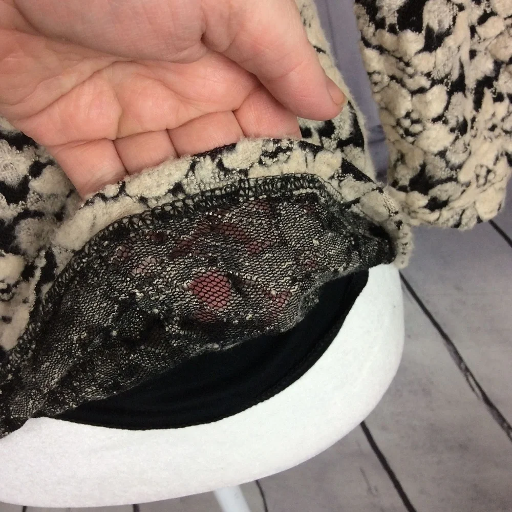 ambra Italian Black + Cream Lace Long Sleeve Shirt